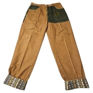 VTG World Top Class WTC Flip Cuff Patch Jeans Pants Hip Hop Hand Measures 38x32